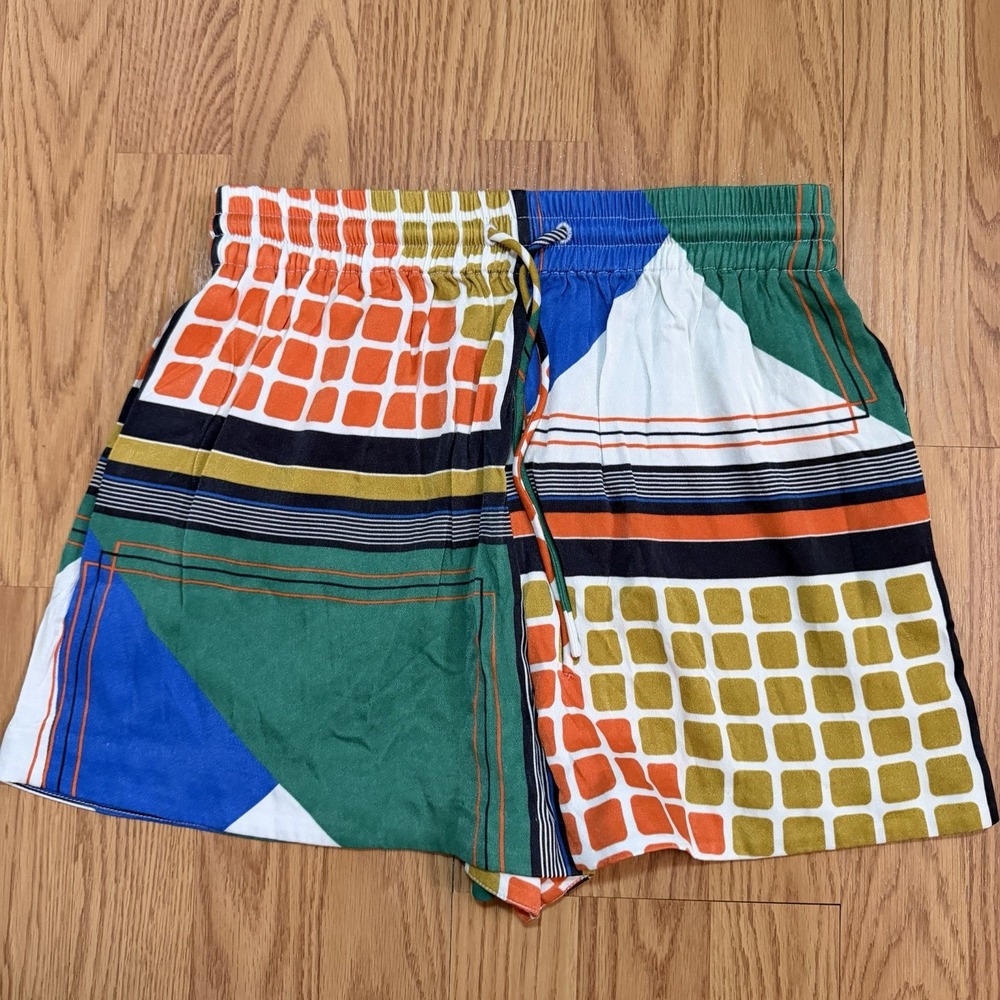 Song of Style Shorts Womens XS Oliver Multi Geo Scarf Silky Satin Artsy Colorful